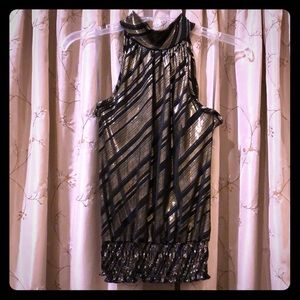 Black & Gold Striped Dressy Halter